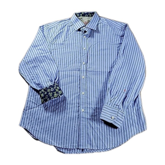 Robert Graham Shirt Mens 2XL Stripe Embroidered Floral Pattern Dress - Picture 3 of 11